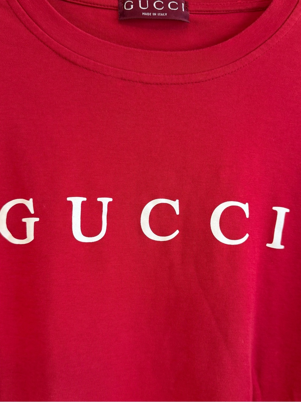 Gucci Red Logo T-Shirt Women’s Large Short Sleeve Designer Luxury Tee Top Casual - Picture 5 of 8